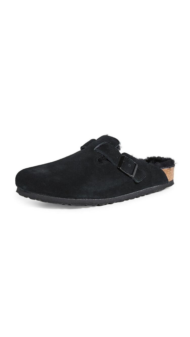 Birkenstock New Unisex Boston Fur Clog Black Suede 38 R